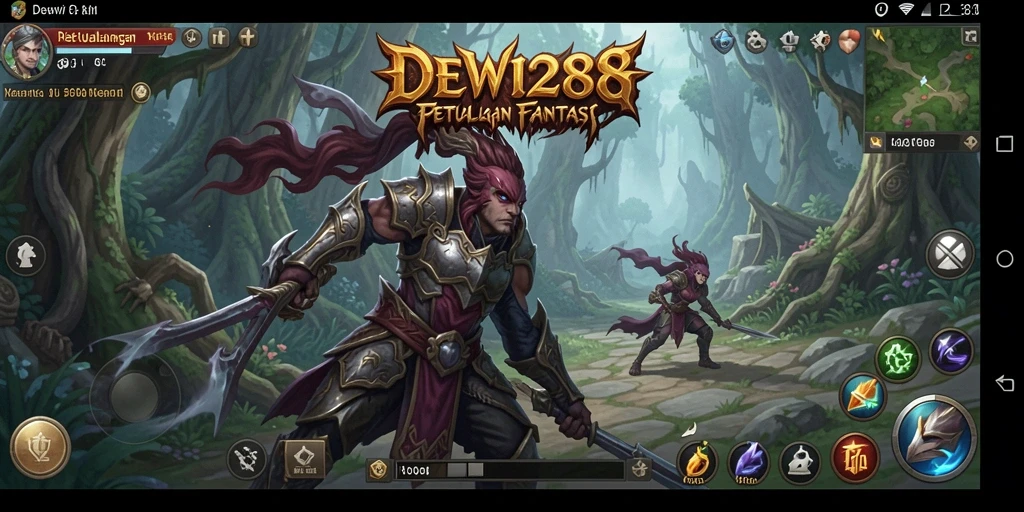 Gameplay DEWI288 menampilkan aksi pertempuran yang seru di dunia fantasi.