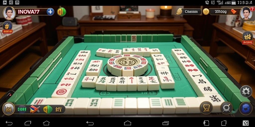 Screenshot INOVA77 menampilkan gameplay Mahjong yang menarik.