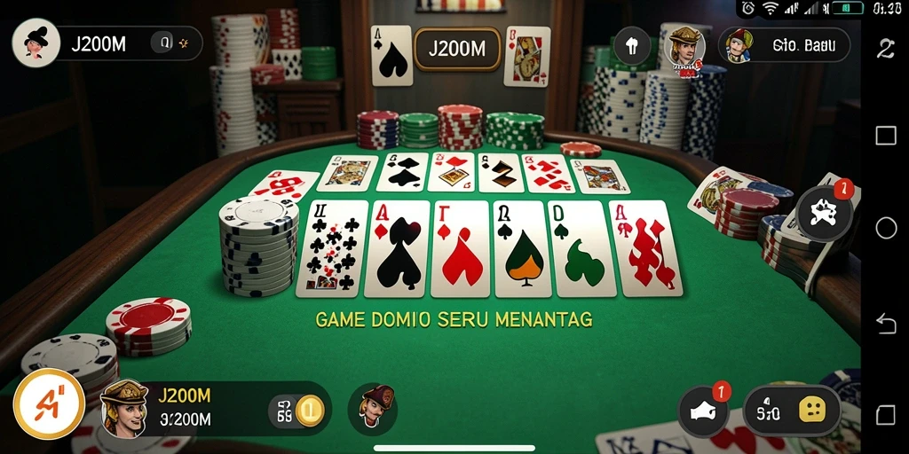 Tampilan seru gameplay J200M dalam permainan Domino.