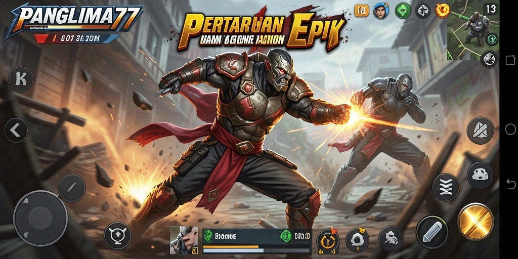 Tangkapan layar menampilkan aksi mendebarkan dalam game Action.