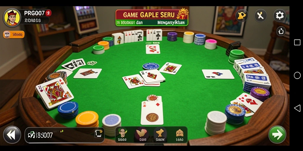Screenshot gameplay PRG007 menampilkan suasana seru permainan Gaple.