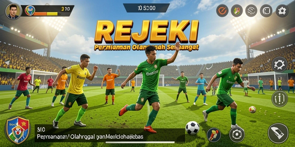 Tampilan utama gameplay REJEKI dengan aksi seru olahraga.