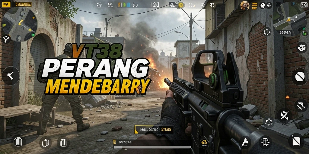 Screenshot gameplay VT38 yang menampilkan aksi tembak-menembak intens.
